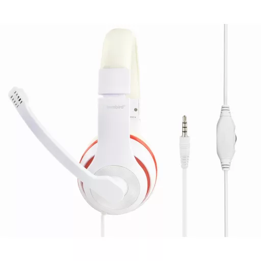 Gembird MHS-03-WTRD fejhallgató és headset Vezetékes Fejpánt Hívás/zene Vörös, Fehér