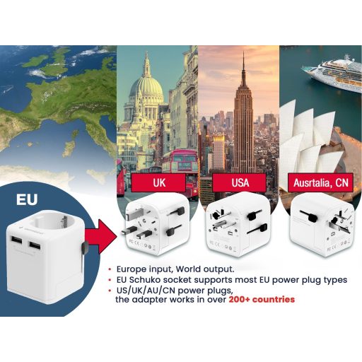 Gembird EU to Universal travel power adapter