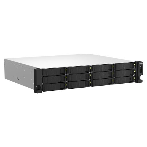 QNAP TS-1264U-RP NAS Rack (2U) Intel® Celeron® 8 GB DDR4 0 TB QNAP QTS Alumínium, Fekete