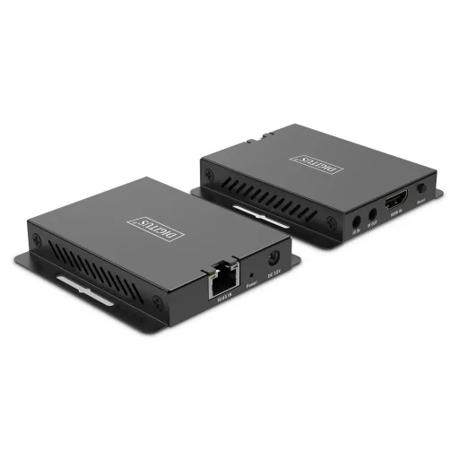 Digitus DS-55342 audió/videó jeltovábbító AV adó- és vevőegység Fekete