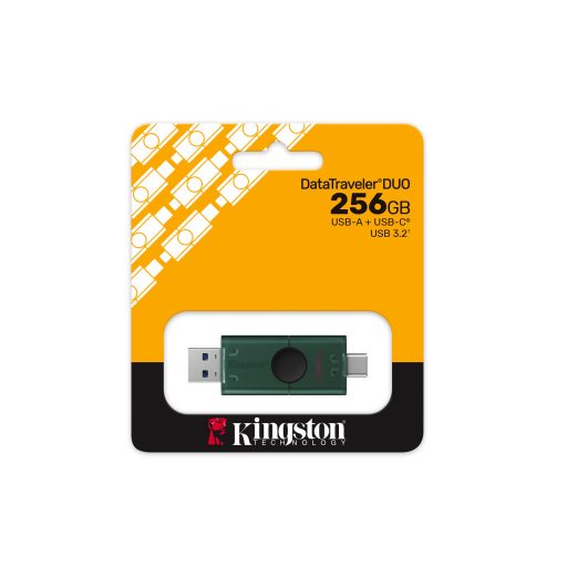 Kingston Technology DataTraveler DuoG2 USB flash meghajtó 256 GB USB Type-A / USB Type-C 3.2 Gen 1 (3.1 Gen 1) Fekete, Zöld