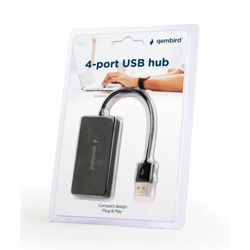 Gembird UHB-U2P4-04 hálózati csatlakozó USB 2.0 480 Mbit/s Fekete