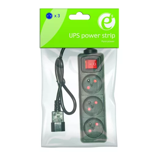 Gembird EG-PSU3F-01 túlfeszültségvédő Fekete 3 AC kimenet(ek) 230 V 0,6 M
