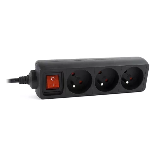 Gembird EG-PSU3F-01 túlfeszültségvédő Fekete 3 AC kimenet(ek) 230 V 0,6 M