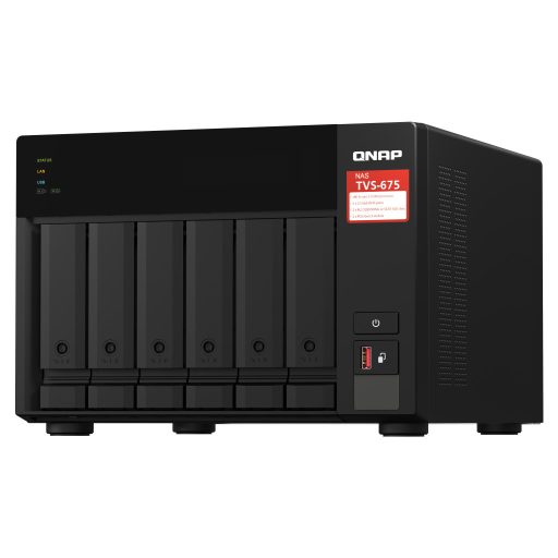 QNAP TVS-675 NAS Tower ZhaoXin KaiXian KX-6000 KX-U6580 8 GB DDR4 0 TB QuTS hero Fekete