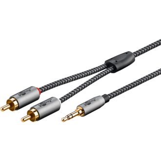 Goobay 65285 audio kábel 1 M 3.5mm 2 x RCA Fekete, Ezüst