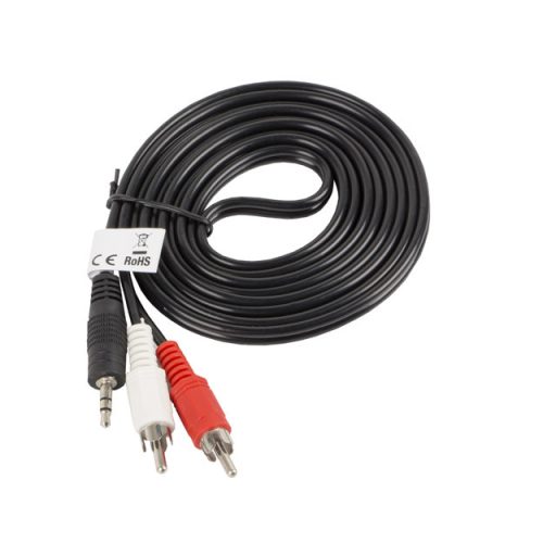 Lanberg CA-MJRC-10CC-0020-BK audio kábel 2 M 3.5mm RCA Fekete, Vörös, Fehér