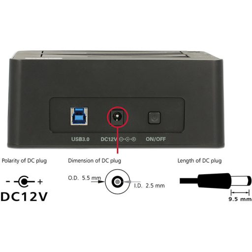 DeLOCK 62661 dokkoló állomás tárolóegységhez USB 3.2 Gen 1 (3.1 Gen 1) Type-B Fekete