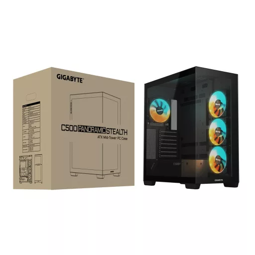 GIGABYTE C500 PANORAMIC STEALTH Midi Tower Fekete