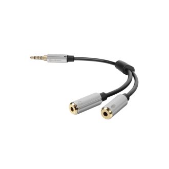   Sharkoon 0.12m, 3.5mm/2x3.5mm audio kábel 0,12 M Fekete, Ezüst