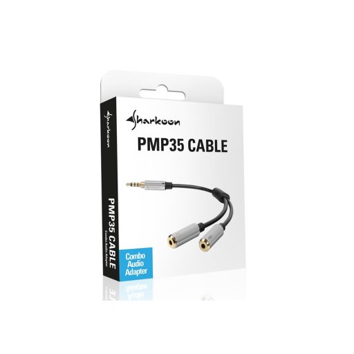 Sharkoon 0.12m, 3.5mm/2x3.5mm audio kábel 0,12 M Fekete, Ezüst