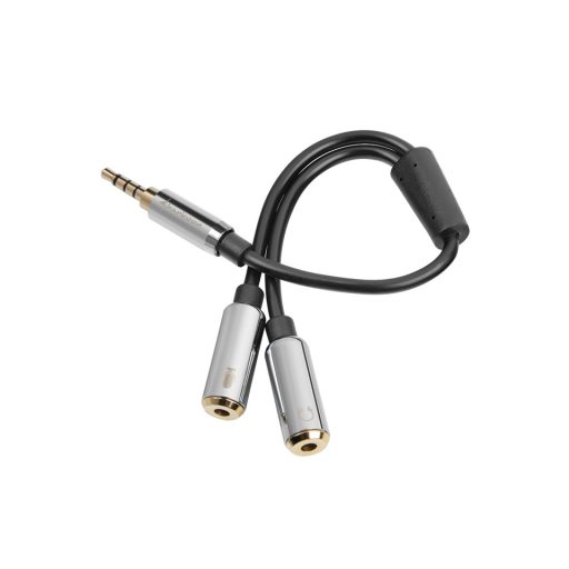 Sharkoon 0.12m, 3.5mm/2x3.5mm audio kábel 0,12 M Fekete, Ezüst