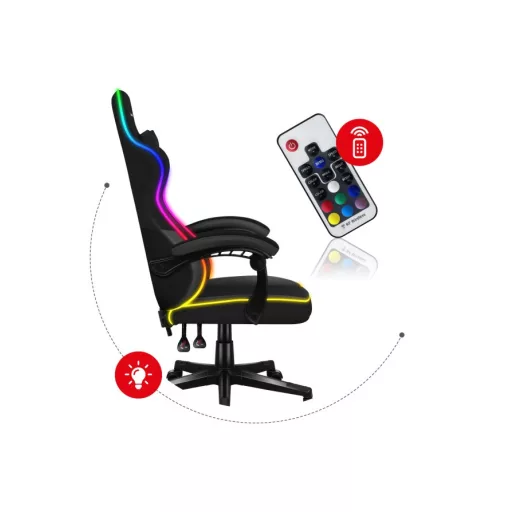 Huzaro FORCE 4.4 RGB PC gamer szék Beleülős hintaülés Fekete