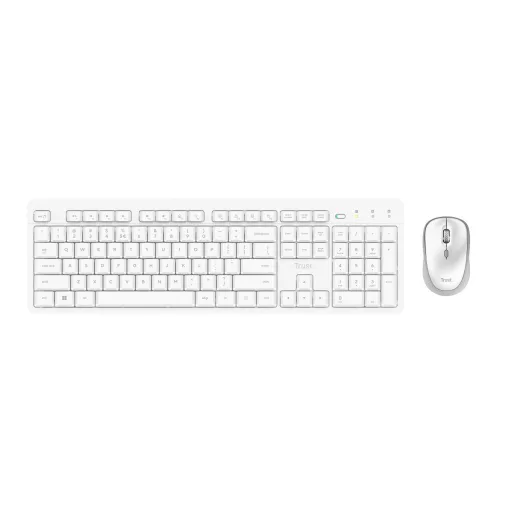 Trust Ody II billentyűzet Egér mellékelve Otthoni/irodai Vezeték nélküli RF QWERTY Amerikai angol Fehér
