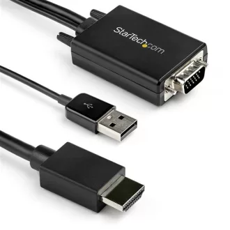   StarTech.com VGA2HDMM2M video átalakító kábel 2 M USB Type-A + VGA (D-Sub) HDMI A-típus (Standard) Fekete