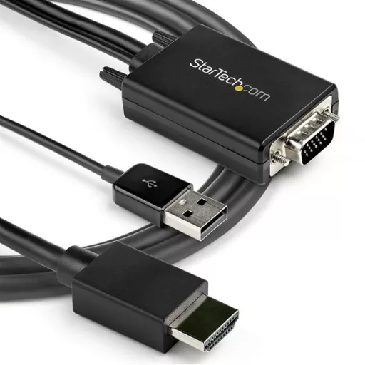 StarTech.com VGA2HDMM2M video átalakító kábel 2 M USB Type-A + VGA (D-Sub) HDMI A-típus (Standard) Fekete
