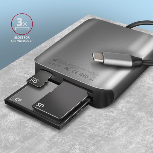 Axagon CRE-S3C kártyaolvasó USB 3.2 Gen 1 (3.1 Gen 1) Type-C Szürke