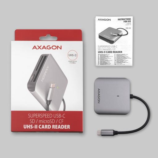 Axagon CRE-S3C kártyaolvasó USB 3.2 Gen 1 (3.1 Gen 1) Type-C Szürke