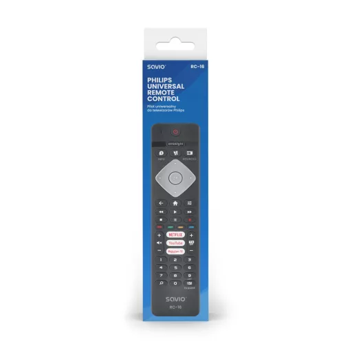 Savio RC-16 távirányító Vezeték nélküli infravörös TV, TV tuner, TV set-top box Nyomógombok
