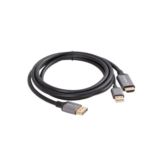 Lanberg CA-HDDP-20CU-0018-BK video átalakító kábel 1,8 M DisplayPort HDMI + USB Fekete, Ezüst