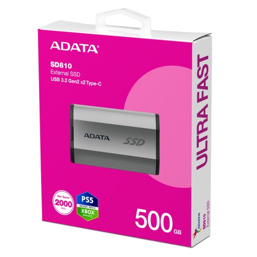 ADATA SD810 500 GB USB C-típus USB 3.2 Gen 2x2 Fekete, Ezüst