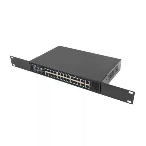 Lanberg RSFE-24P-2C-360 hálózati kapcsoló Beállítást nem igénylő (unmanaged) Gigabit Ethernet (10/100/1000) Ethernet-áramellátás (PoE) támogatása 1U Fekete