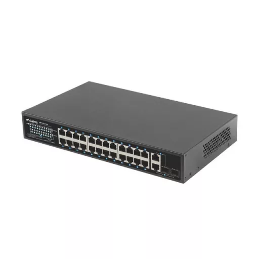 Lanberg RSFE-24P-2C-360 hálózati kapcsoló Beállítást nem igénylő (unmanaged) Gigabit Ethernet (10/100/1000) Ethernet-áramellátás (PoE) támogatása 1U Fekete