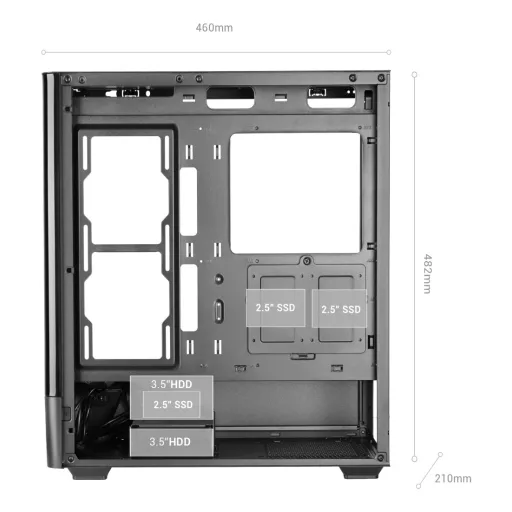Mars Gaming MCLCDPRO Midi Tower Fekete