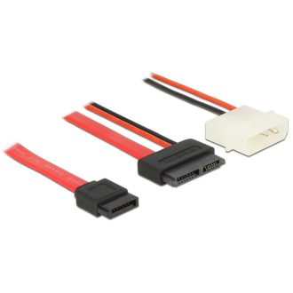   DeLOCK 84790 SATA kábel 0,5 M SATA 13-pin SATA 7-pin + Molex (4-pin) Fekete, Vörös