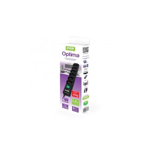 Ever OPTIMA 1.5m Fekete 6 AC kimenet(ek) 250 V 1,5 M