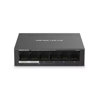   Mercusys MS106LP hálózati kapcsoló Vezérelt Fast Ethernet (10/100) Ethernet-áramellátás (PoE) támogatása Fekete