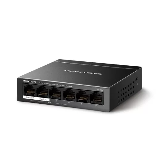 Mercusys MS106LP hálózati kapcsoló Vezérelt Fast Ethernet (10/100) Ethernet-áramellátás (PoE) támogatása Fekete