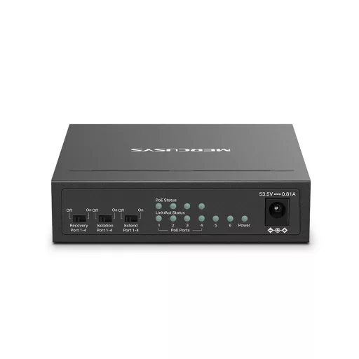 Mercusys MS106LP hálózati kapcsoló Vezérelt Fast Ethernet (10/100) Ethernet-áramellátás (PoE) támogatása Fekete
