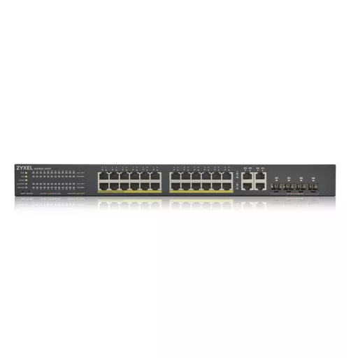 Zyxel GS1920-24HPV2 Vezérelt Gigabit Ethernet (10/100/1000) Ethernet-áramellátás (PoE) támogatása Fekete