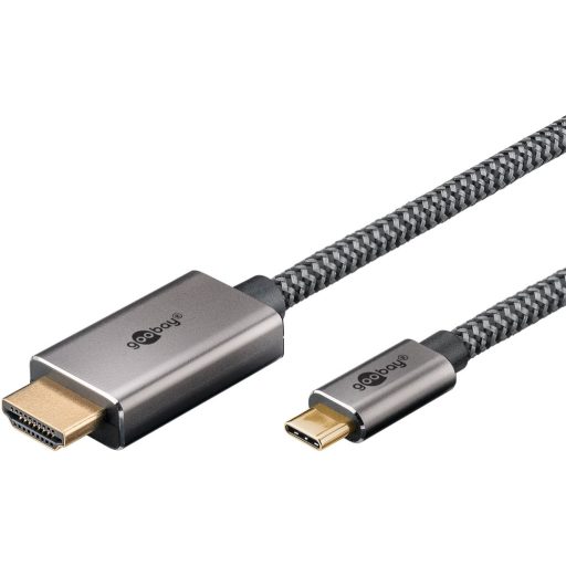 Goobay 75699 video átalakító kábel 1 M USB C-típus HDMI A-típus (Standard) Fekete, Ezüst