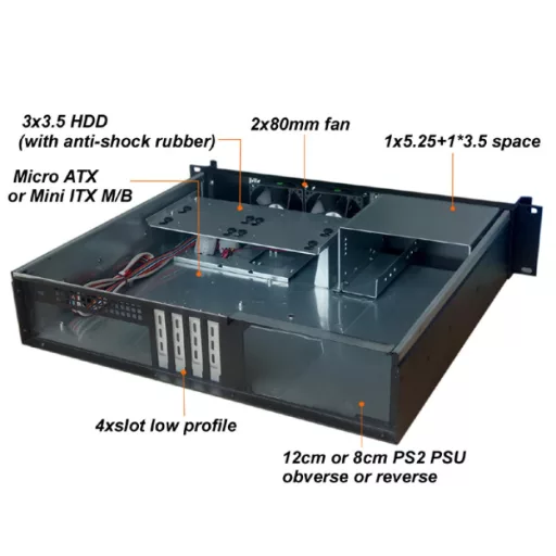 Techly I-CASE IPC-240L Rack Fekete