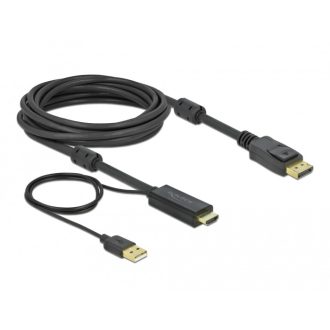   DeLOCK 85966 video átalakító kábel 5 M HDMI A-típus (Standard) DisplayPort + USB Type-A Fekete