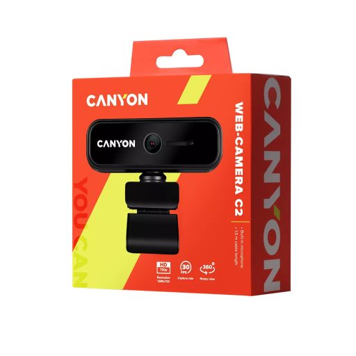 Canyon C2 webkamera 1 MP 1280 x 720 pixelek USB 2.0 Fekete