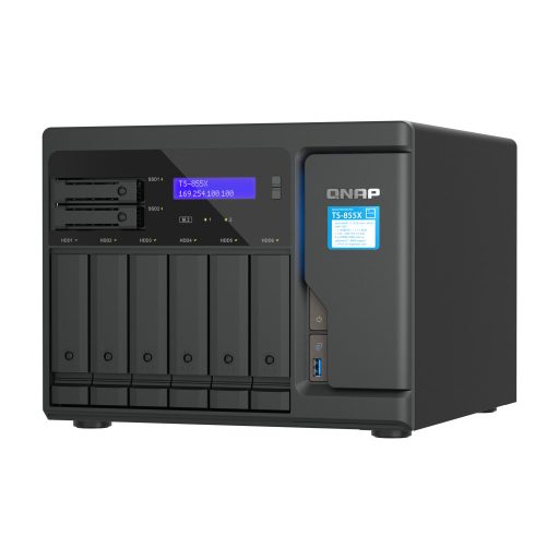 QNAP TS-855X Sztirol akrilnitril (SAN) Tower Intel Atom® C5125 8 GB DDR4 0 TB QNAP QTS Fekete