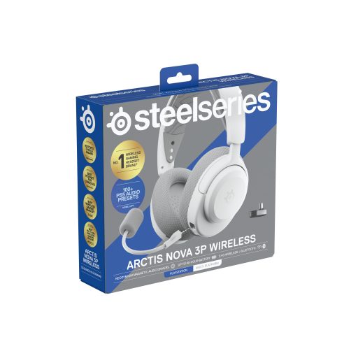 Steelseries Arctis Nova 3P Headset Vezeték nélküli Fejpánt Zene/általános Bluetooth Fehér