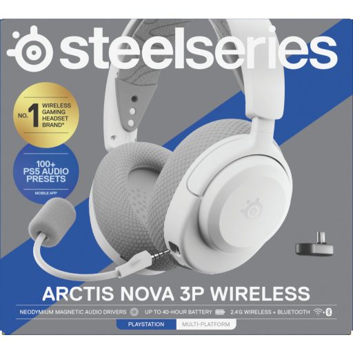 Steelseries Arctis Nova 3P Headset Vezeték nélküli Fejpánt Zene/általános Bluetooth Fehér