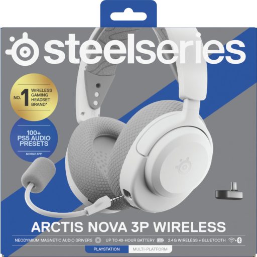 Steelseries Arctis Nova 3P Headset Vezeték nélküli Fejpánt Zene/általános Bluetooth Fehér