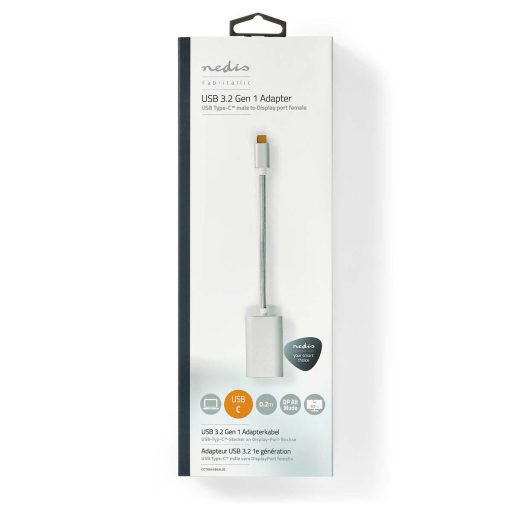 Nedis CCTB64480AL02 video átalakító kábel 0,2 M USB C-típus DisplayPort Ezüst