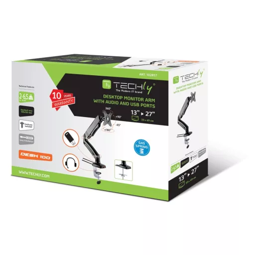 Techly ICA-LCD 514 asztali TV konzol 68,6 cm (27") Fekete