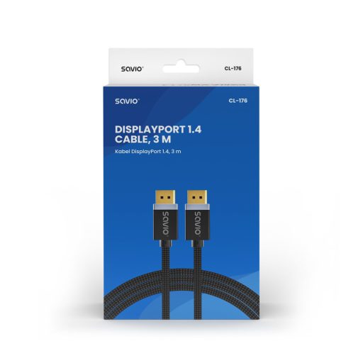 Savio CL-176 DisplayPort kábel 3 M Fekete
