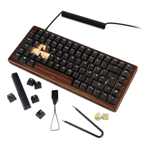 Sharkoon 100068081 billentyűzet Otthoni USB QWERTZ Német Fekete, Fa