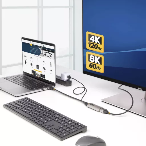 StarTech.com 148B-HDMI-DP-8K video átalakító kábel 0,3 M HDMI A-típus (Standard) DisplayPort Fekete, Ezüst