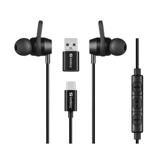   Sandberg 126-50 fejhallgató és headset Vezetékes Hallójárati Hívás/zene USB C-típus Fekete