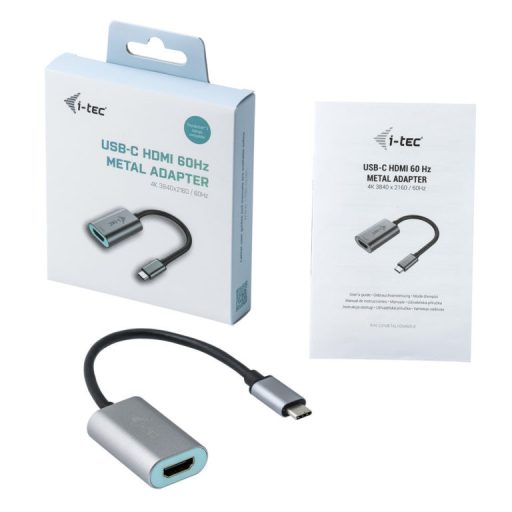 i-tec Metal C31METALHDMI60HZ video átalakító kábel 0,15 M USB C-típus HDMI Szürke, Türkizkék