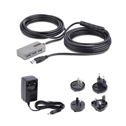 StarTech.com U01043-USB-EXTENDER hálózati csatlakozó USB 3.2 Gen 1 (3.1 Gen 1) Type-A 5000 Mbit/s Fekete, Ezüst
